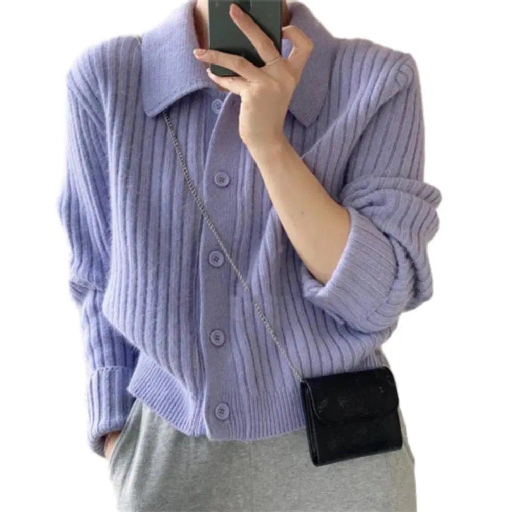 Wholesale Best-Selling Classic Versatile Women′s Minimalist Slim-Fit Knit Cardigan Sweater
