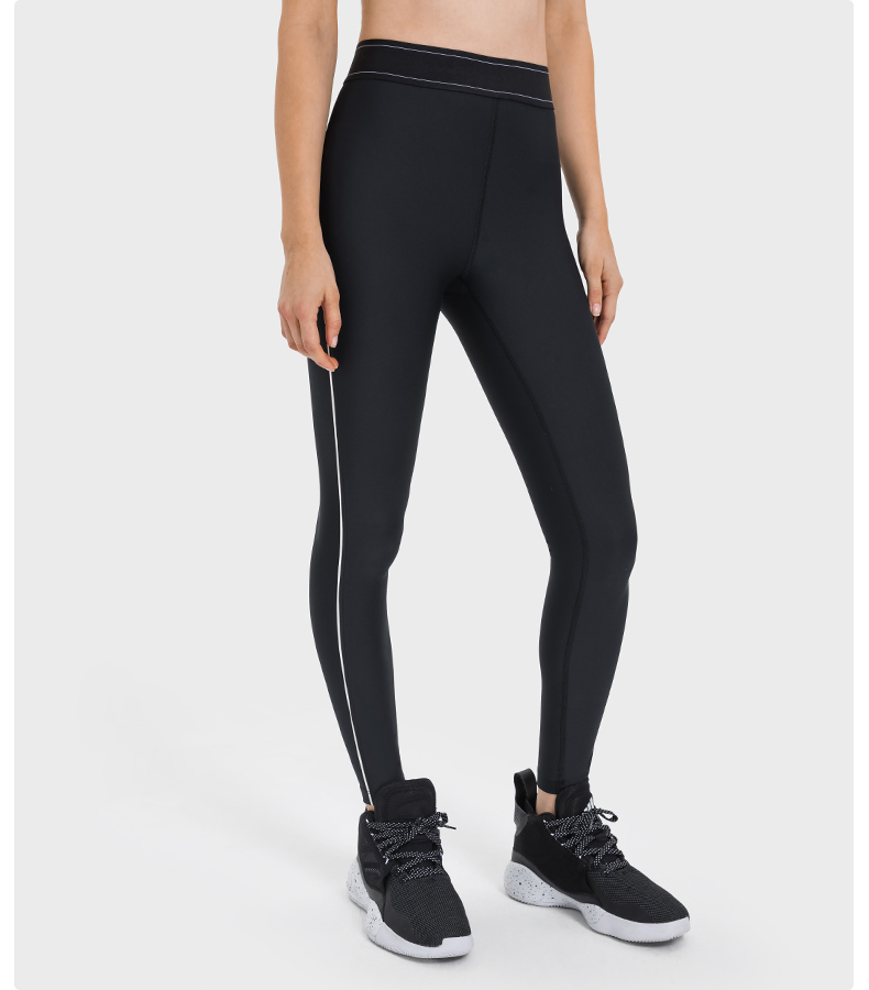 Jacquard Elastic Waistband Women Butt Lifting Workout Gym Leggings High Waist Yoga Pants