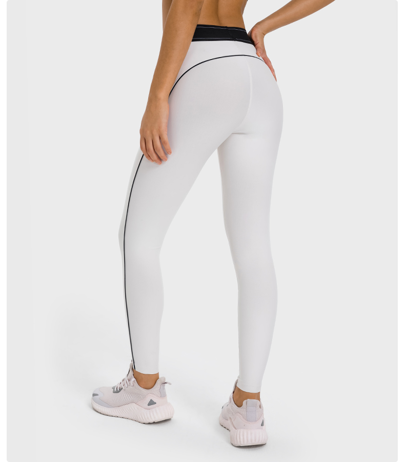 Jacquard Elastic Waistband Women Butt Lifting Workout Gym Leggings High Waist Yoga Pants