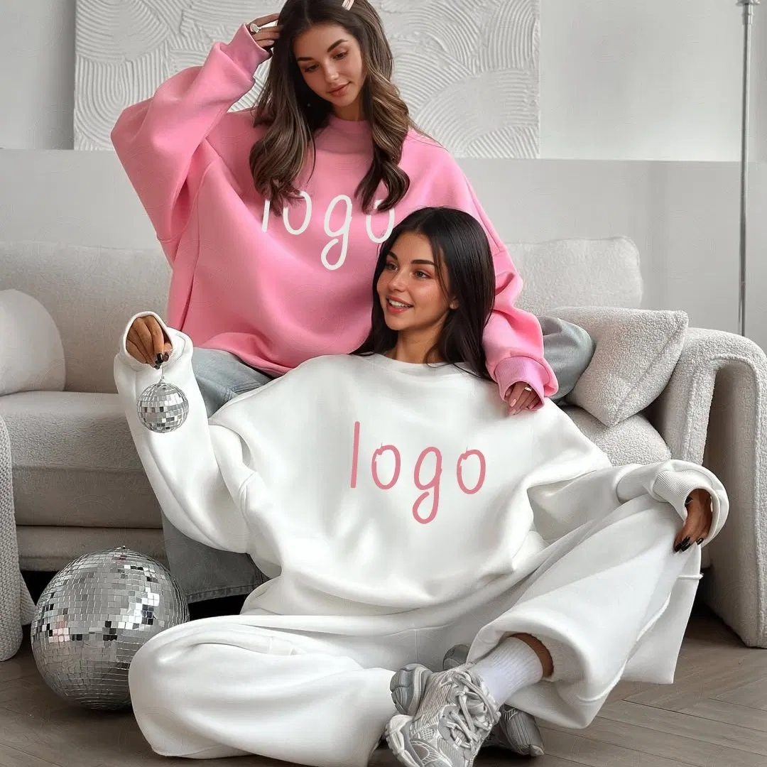 Wholesale O Neck Yellow Pullover No String Hoodie Fleece Plain Hoodies Women No Pocket Heavy Cotton Oversize Sweatshirt