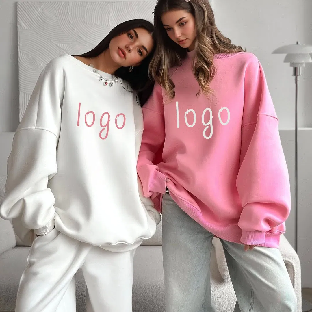 Wholesale O Neck Yellow Pullover No String Hoodie Fleece Plain Hoodies Women No Pocket Heavy Cotton Oversize Sweatshirt