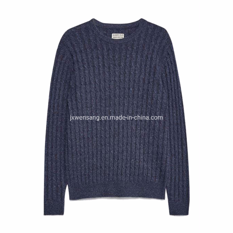 Merino Men&prime;s Pullover 100% Australian Natural Merino Wool Knitted Dark Blue Crew Neck Jumper Sweater