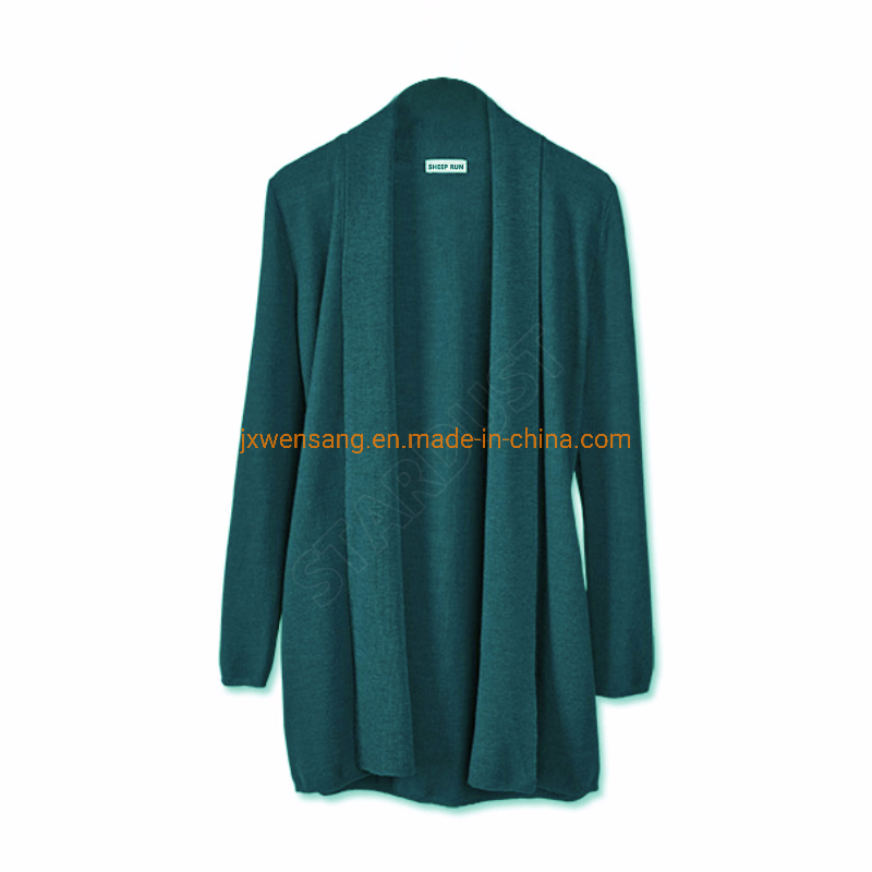 100% Merino Wool Long Open Front Cardigan Cashmere Long Sleeve Fashion Sweater for Women