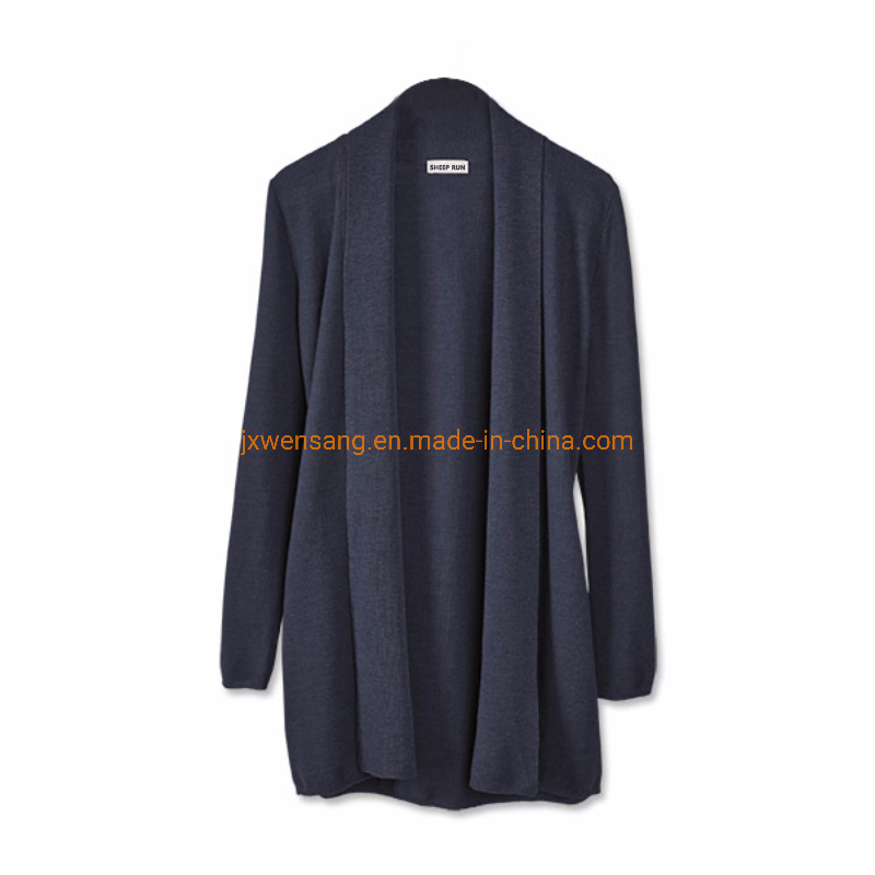 Merino Wool Long Open Front Cardigan Cashmere Long Sleeve Fashion Sweater for Women