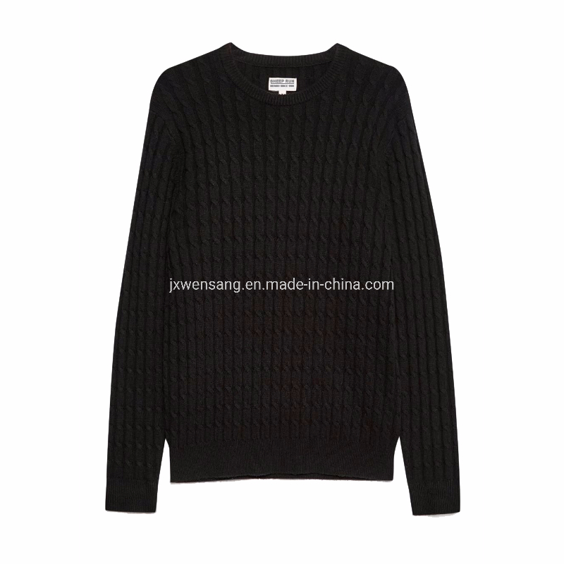 Merino Men&prime;s Pullover 100% Australian Natural Merino Wool Knitted Dark Blue Crew Neck Jumper Sweater