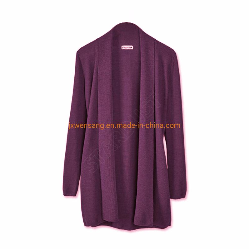 100% Merino Wool Long Open Front Cardigan Cashmere Long Sleeve Fashion Sweater for Women