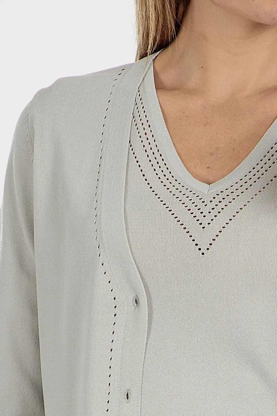 Women&prime;s Pointelle Long Sleeve Button up Cardigan Sweater