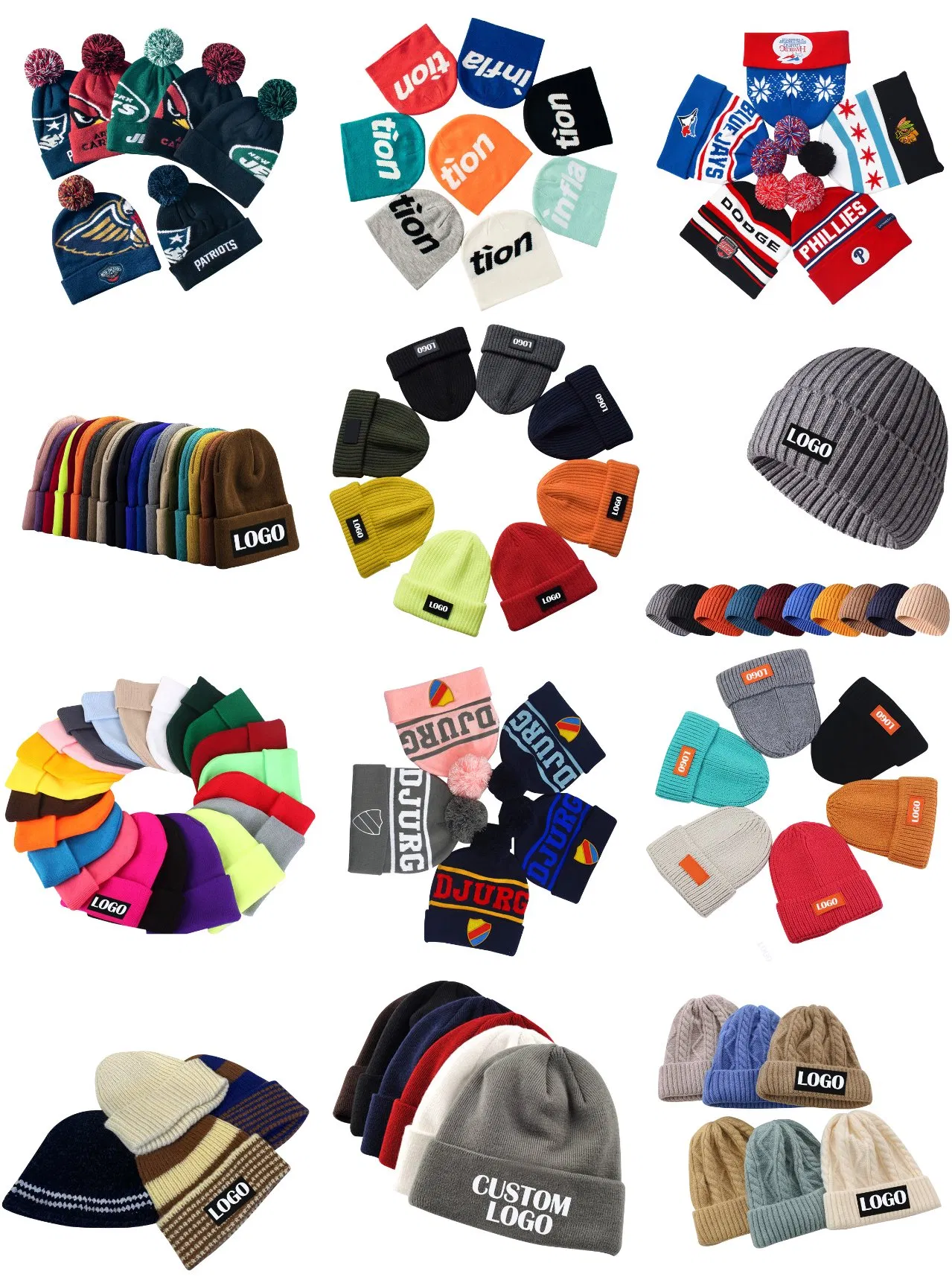 Custom Embroidered Acrylic Hip Hop POM POM Beanie Hat