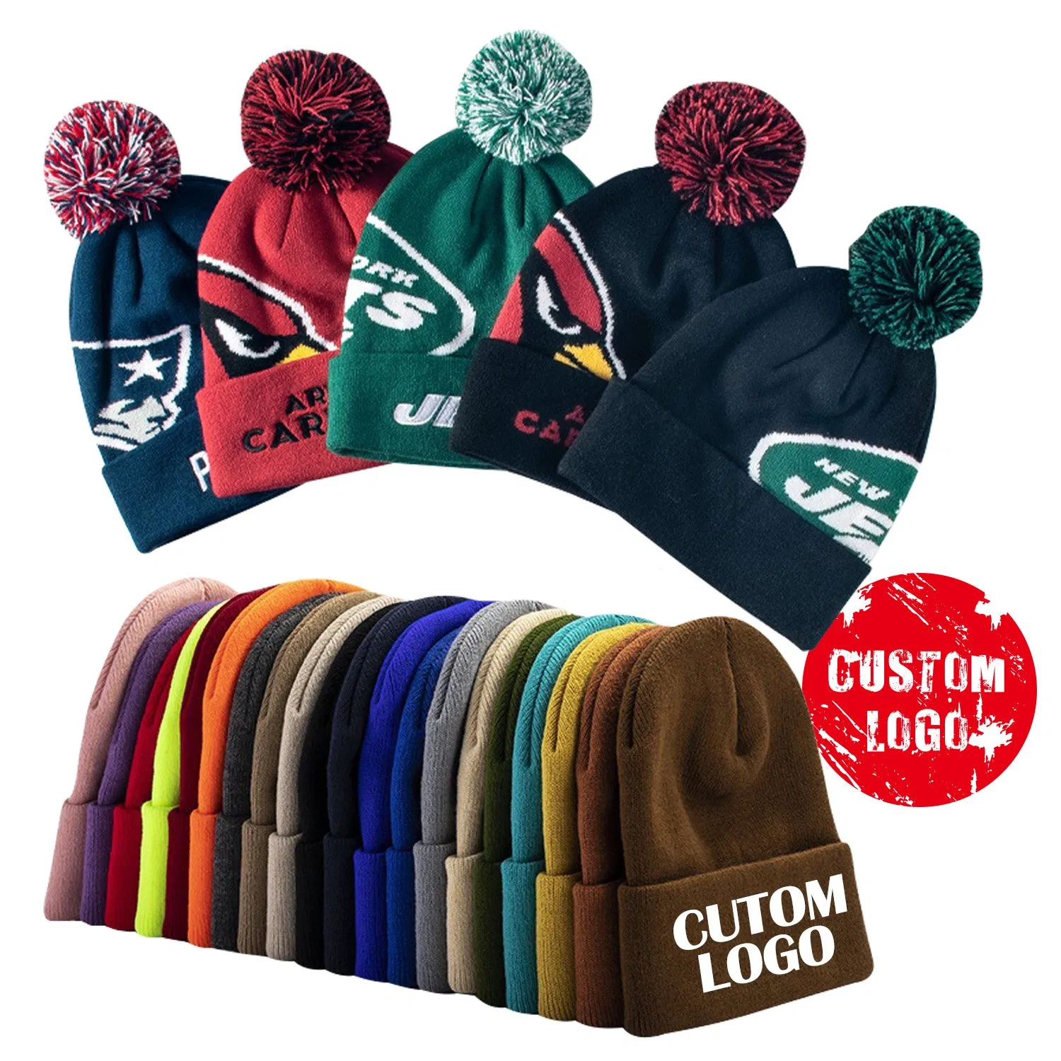 Custom Embroidered Acrylic Hip Hop POM POM Beanie Hat