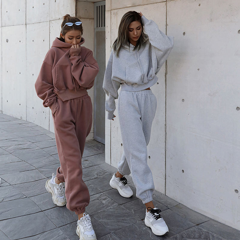 Women′s Clothing Sets Gym Custom 2 Piece Tracksuit Women Oversize Jogger Sweatpants and Hoodie