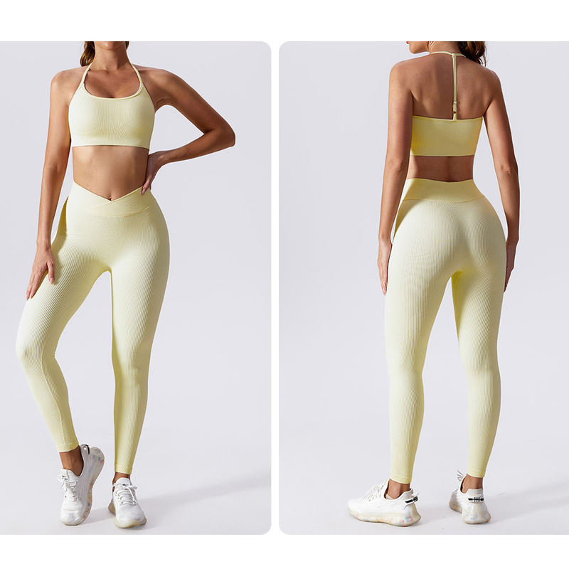 2025 Women Ribbed Seamless Yoga Set 2 Piece Workout Sport Bra with High Waist Shorts Legging Outfit Tracksuit