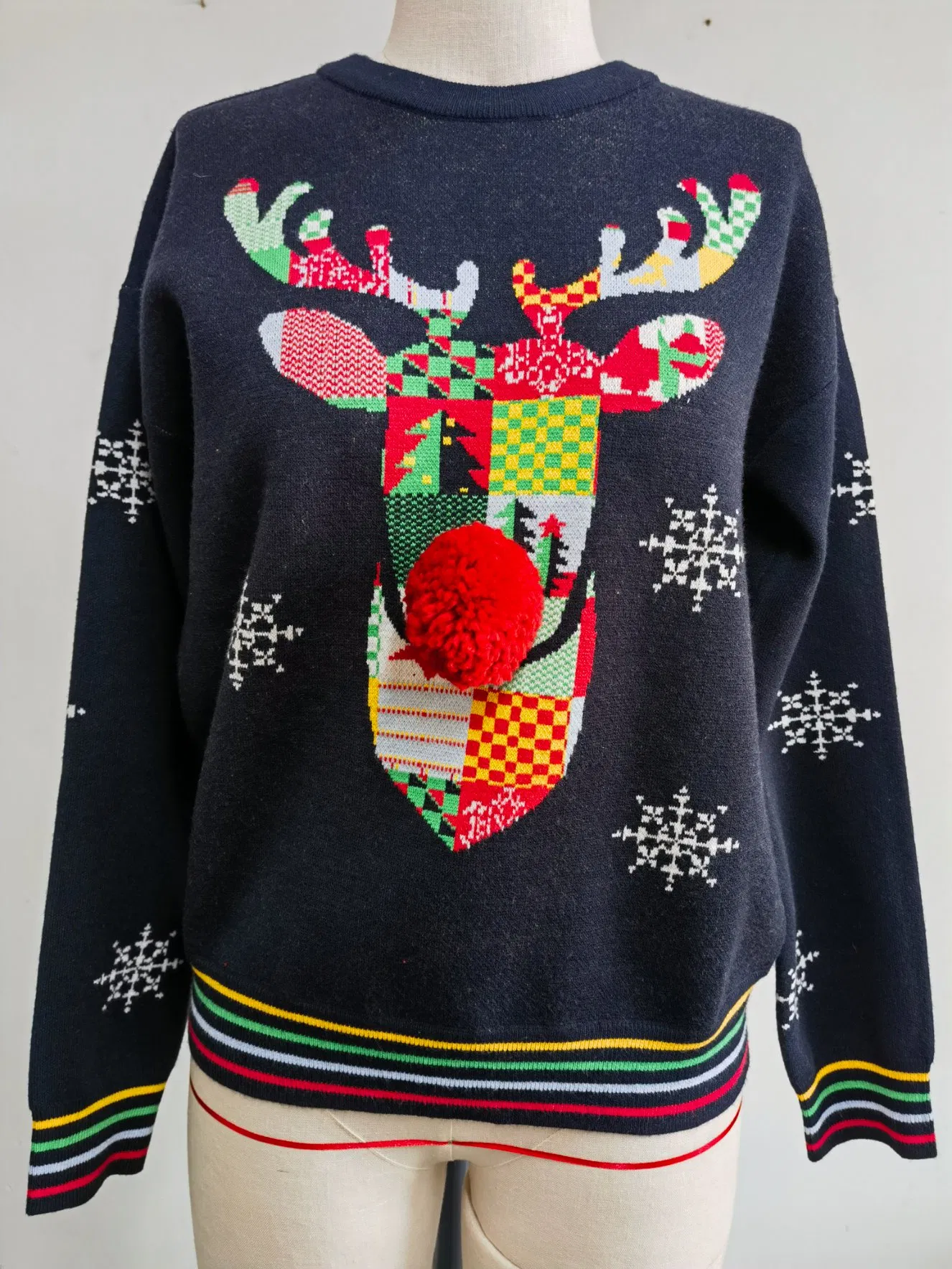 Winter Christmas 3D Santa Claus Sweater for Women Loose Knitwear