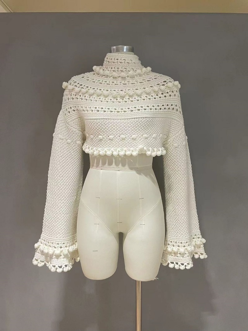Fashion Crochet Women′s Pullover Knitted Sweater Clothing with Pointelle Design