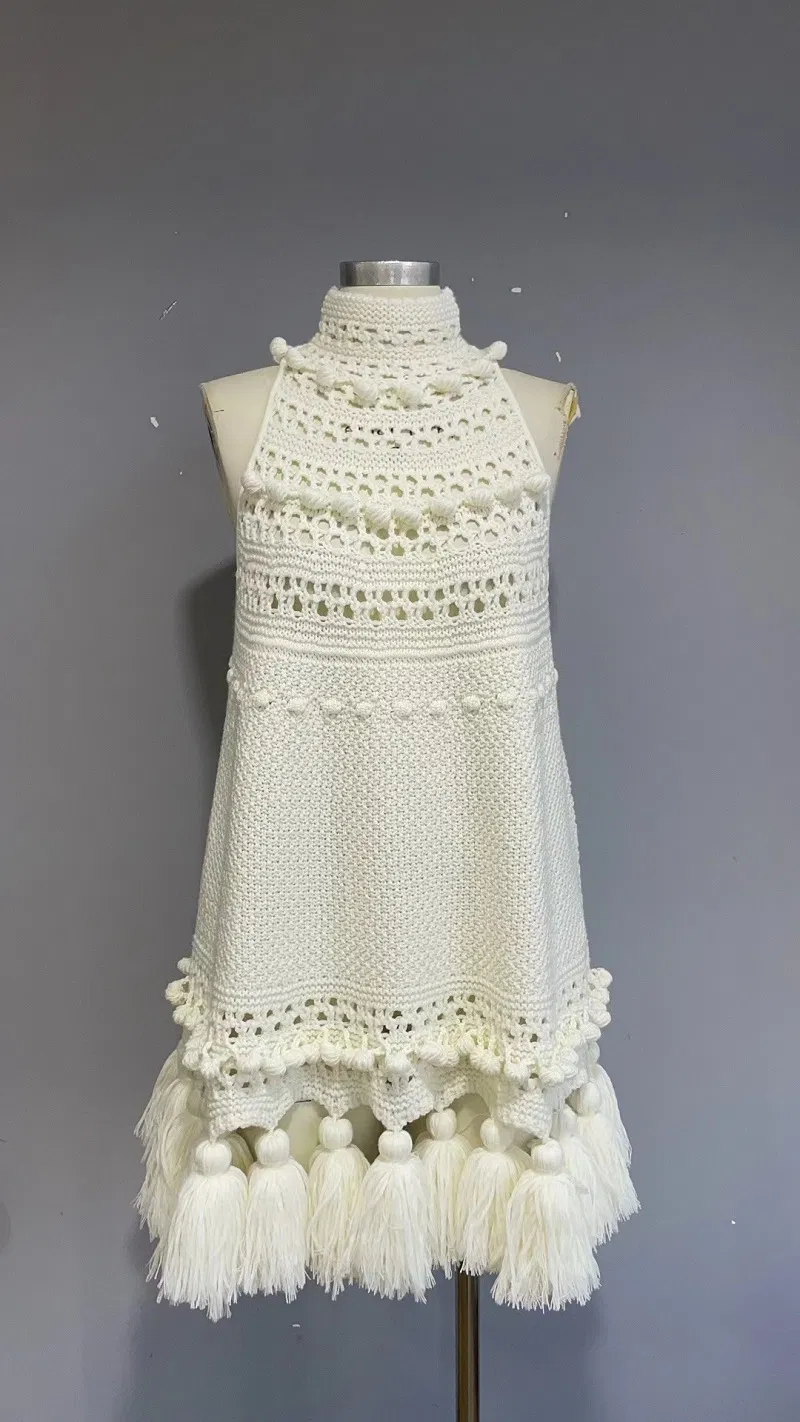 Fashion Crochet Women′s Vest Knitted Sweater Clothing with Pointelle Design