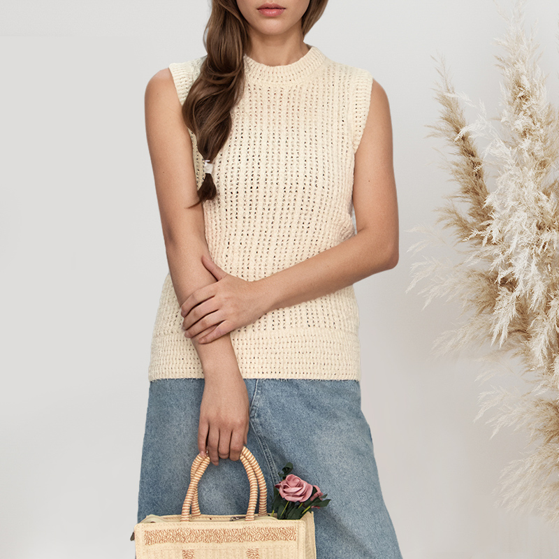 Women′s Sweater Vest Solid Daily Cotton Sweaters for Women