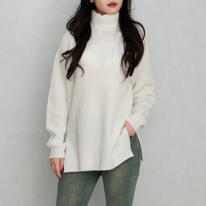 Women Turtleneck Sweater Solid Cardigan Sweaters