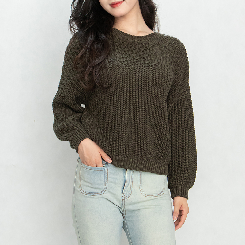 Solid-Color Fashionable Casual Sweater