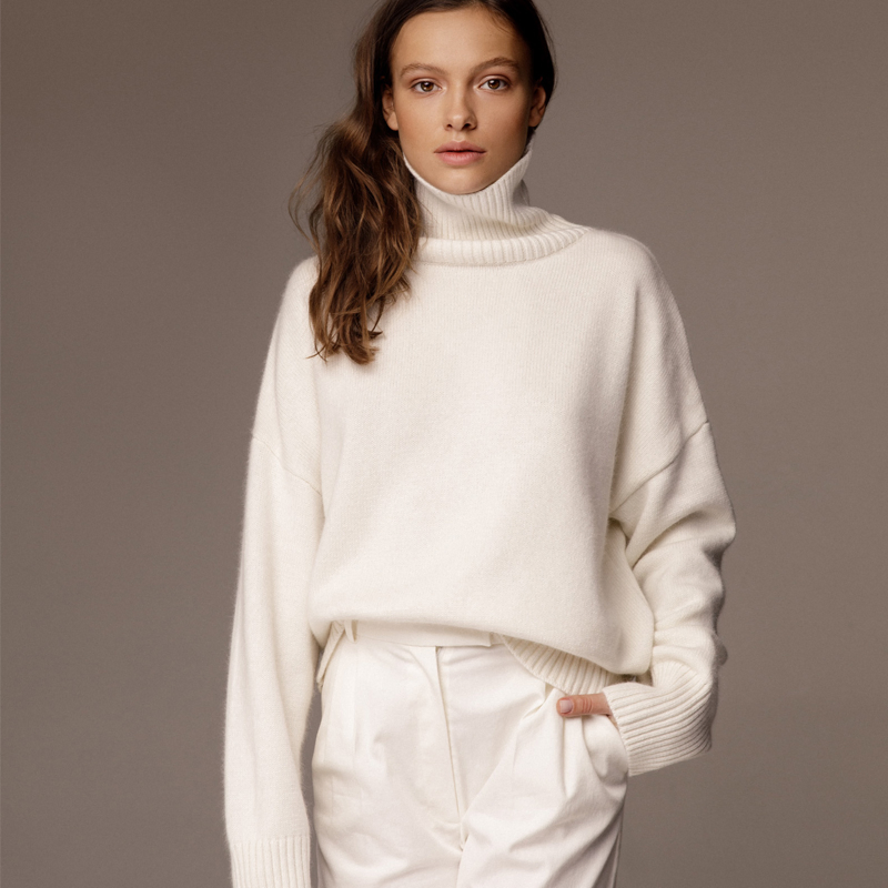 Versatile Viscose Turtleneck Sweater &ndash; Loose Fit &amp; Soft Knit Available in Various Shades, No Quantity Limited