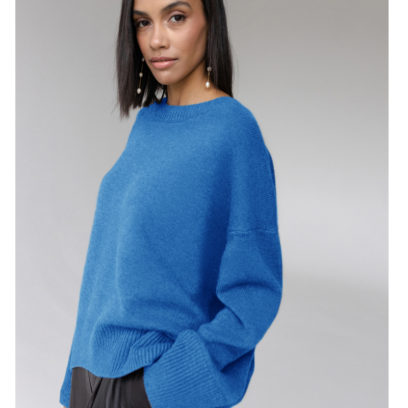 Wholesale &amp; Retail Loose-Fitting Round-Neck Viscose Sweater for Women, Stylish Jumper in Multi-Color, No MOQ