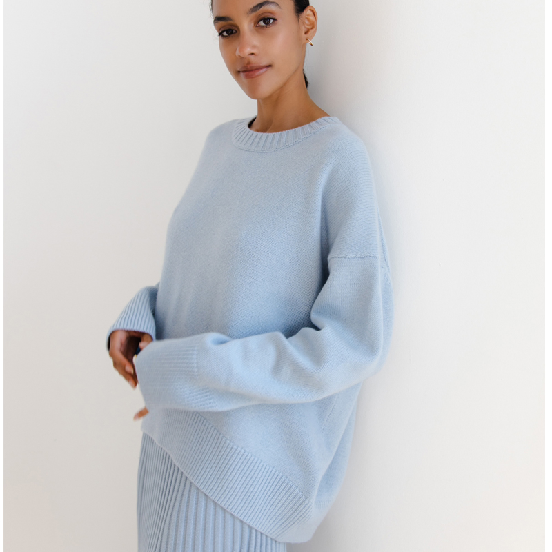 Wholesale Casual Women′s Pure Color Round Neck Viscose Sweater, Round Neck Loose - Style Viscose Sweater for Ladies