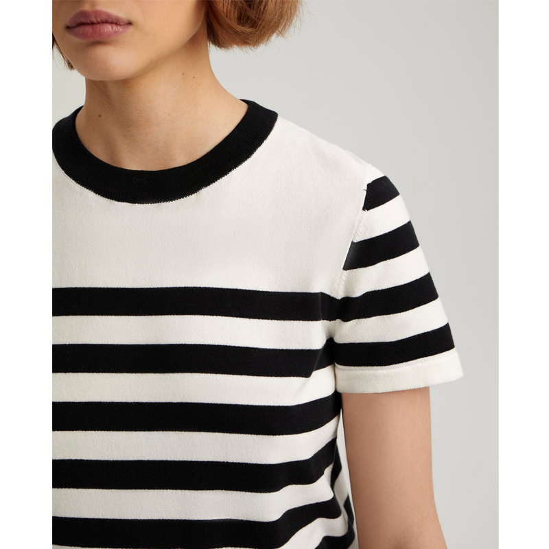 Fashionable Women&prime;s Striped Short-Sleeve Sweater Crew Neck Summer Knit &ndash; Daily Must-Have, Short-Sleeve Crew Neck Sweater for Summer, No MOQ