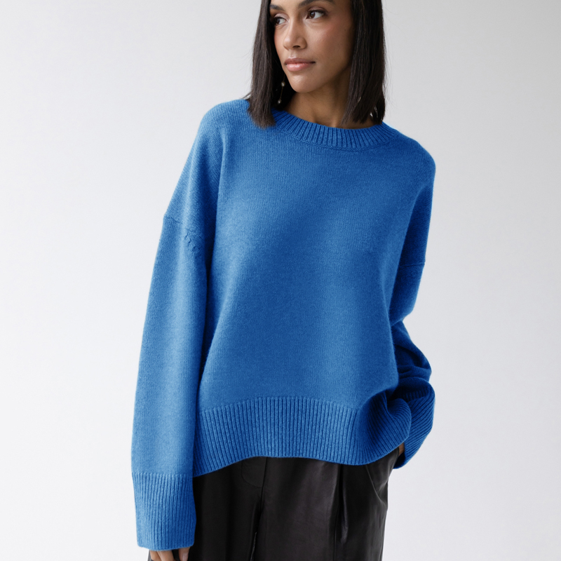 Wholesale Casual Women&prime;s Pure Color Round Neck Viscose Sweater, Round Neck Loose - Style Viscose Sweater for Ladies