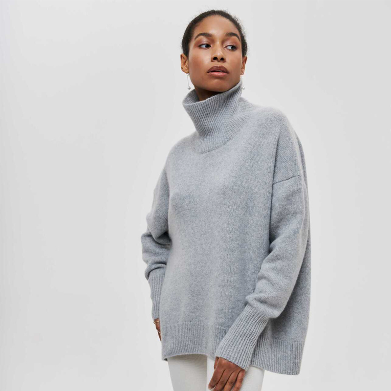 Cozy Oversized Viscose Fiber Turtleneck Sweater with Ribbed Texture, Viscose Fiber Turtleneck Sweater with Stylish Ribbed Design, No MOQ