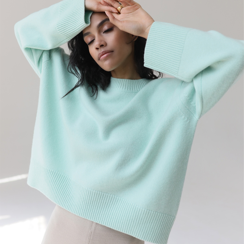 Wholesale &amp; Retail Loose-Fitting Round-Neck Viscose Sweater for Women, Stylish Jumper in Multi-Color, No MOQ
