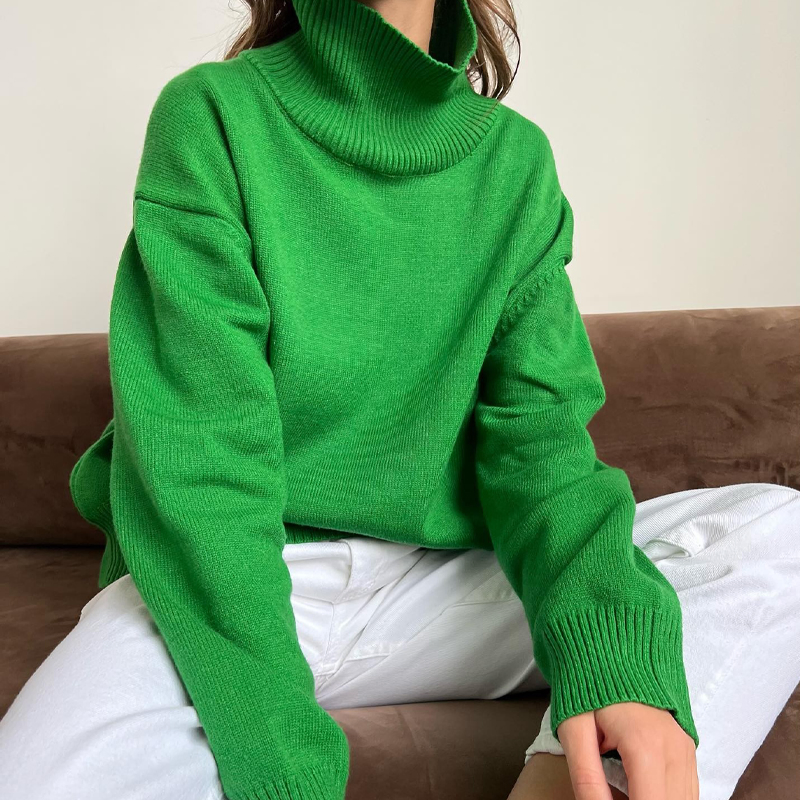 Versatile Viscose Turtleneck Sweater &ndash; Loose Fit &amp; Soft Knit Available in Various Shades, No Quantity Limited