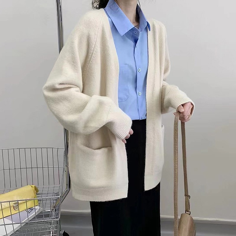Nnr Solid Cable Knit V Neck Button Through Women&prime;s MIDI Cardigan Sweater for Lady