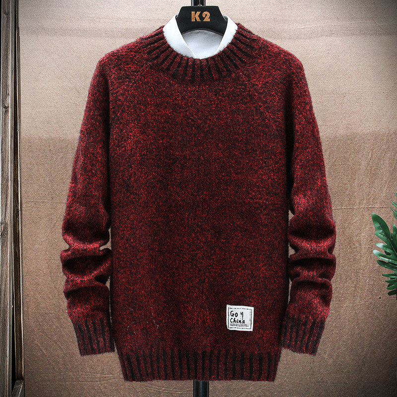 Nnr Men′s Crewneck Loose Knitted Pullover Jacquard Design Sweater