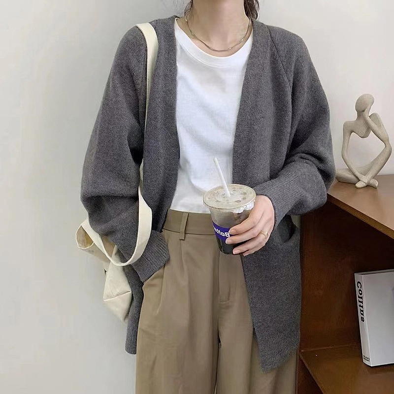 Nnr Solid Cable Knit V Neck Button Through Women&prime;s MIDI Cardigan Sweater for Lady