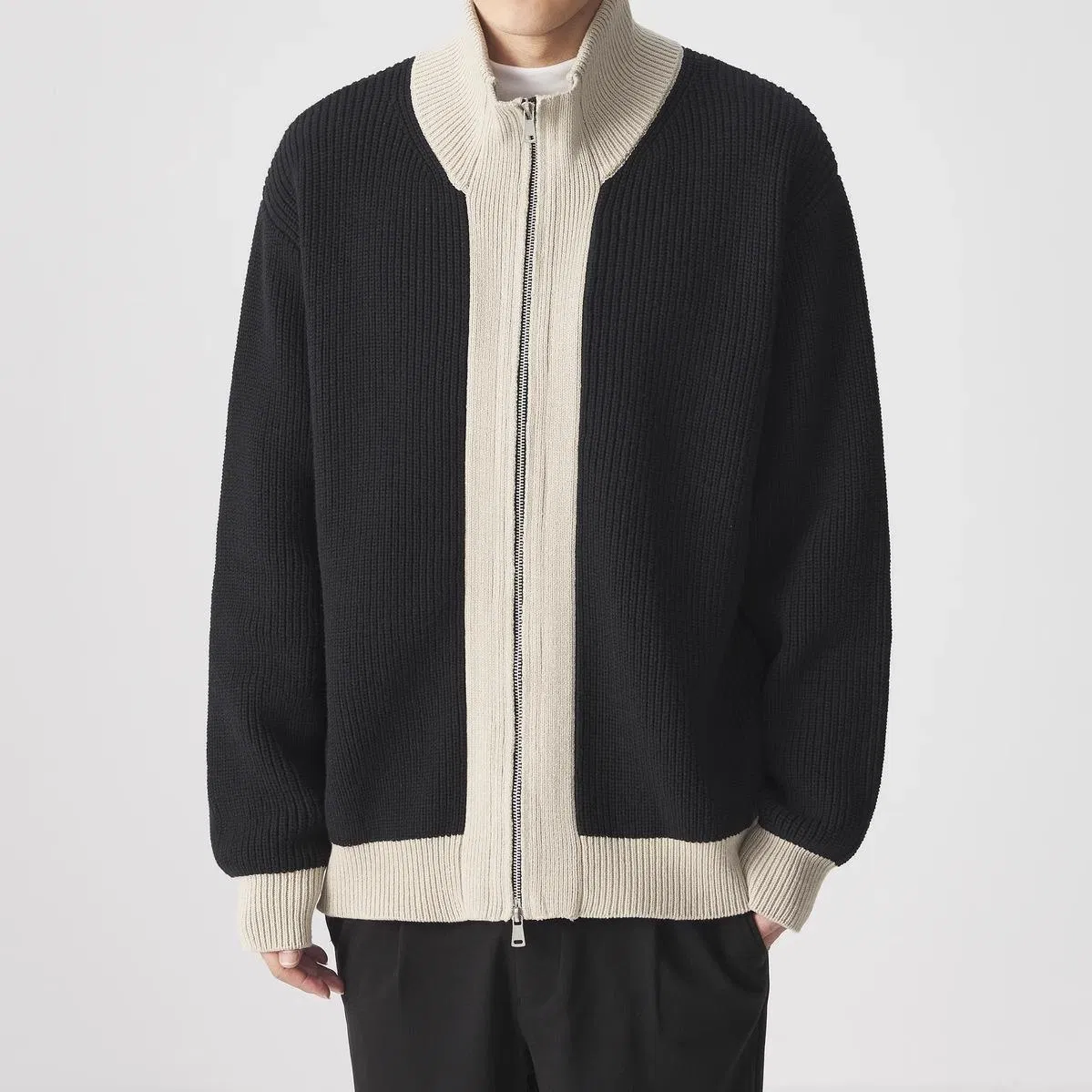 Nnr Cotton Polyster Acrylic Zipper Man Sweater Cardigan for Winter Thick Style