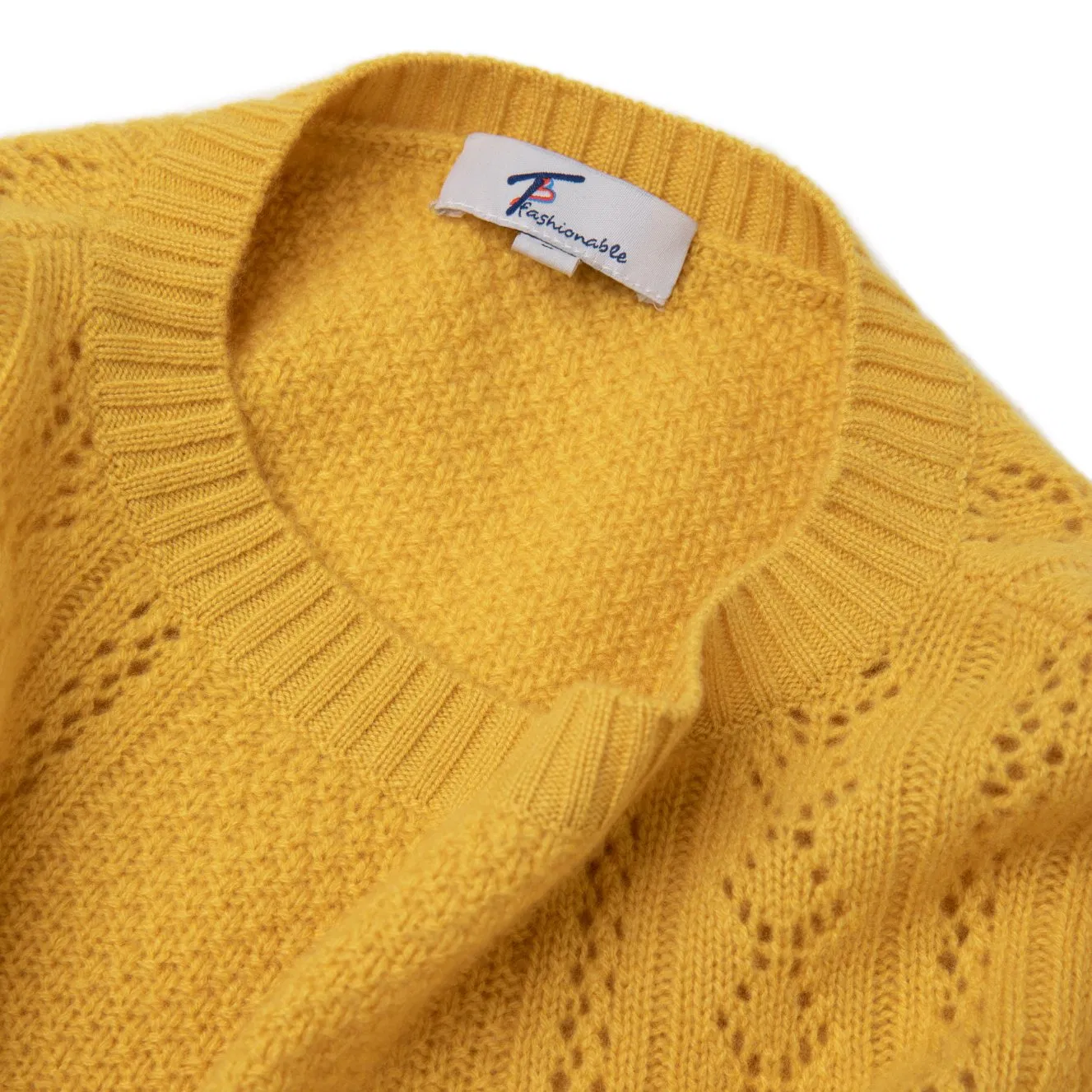Knitting Women Pullover Fashinable Unique Pointelle Knitwear Luxury Pure Cashmere Sweater