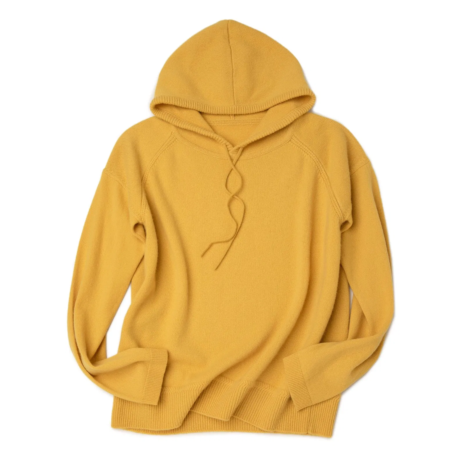 Knitting Hoodie Pullover Elegant Detail Raglon Sleeve Hooded Knitwear Pure 100% Women Cashmere Sweater