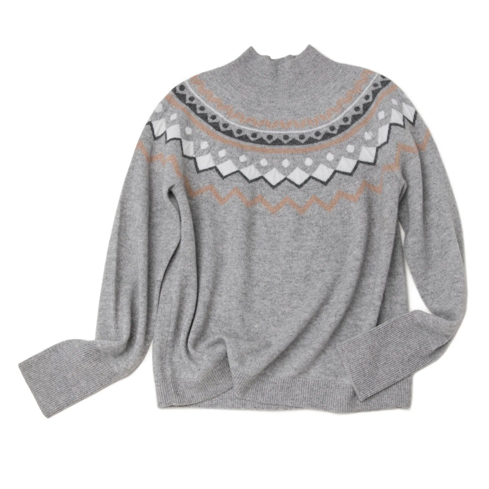 Elegant Women&prime;s Cashmere Sweater in Vibrant Jacquard Design