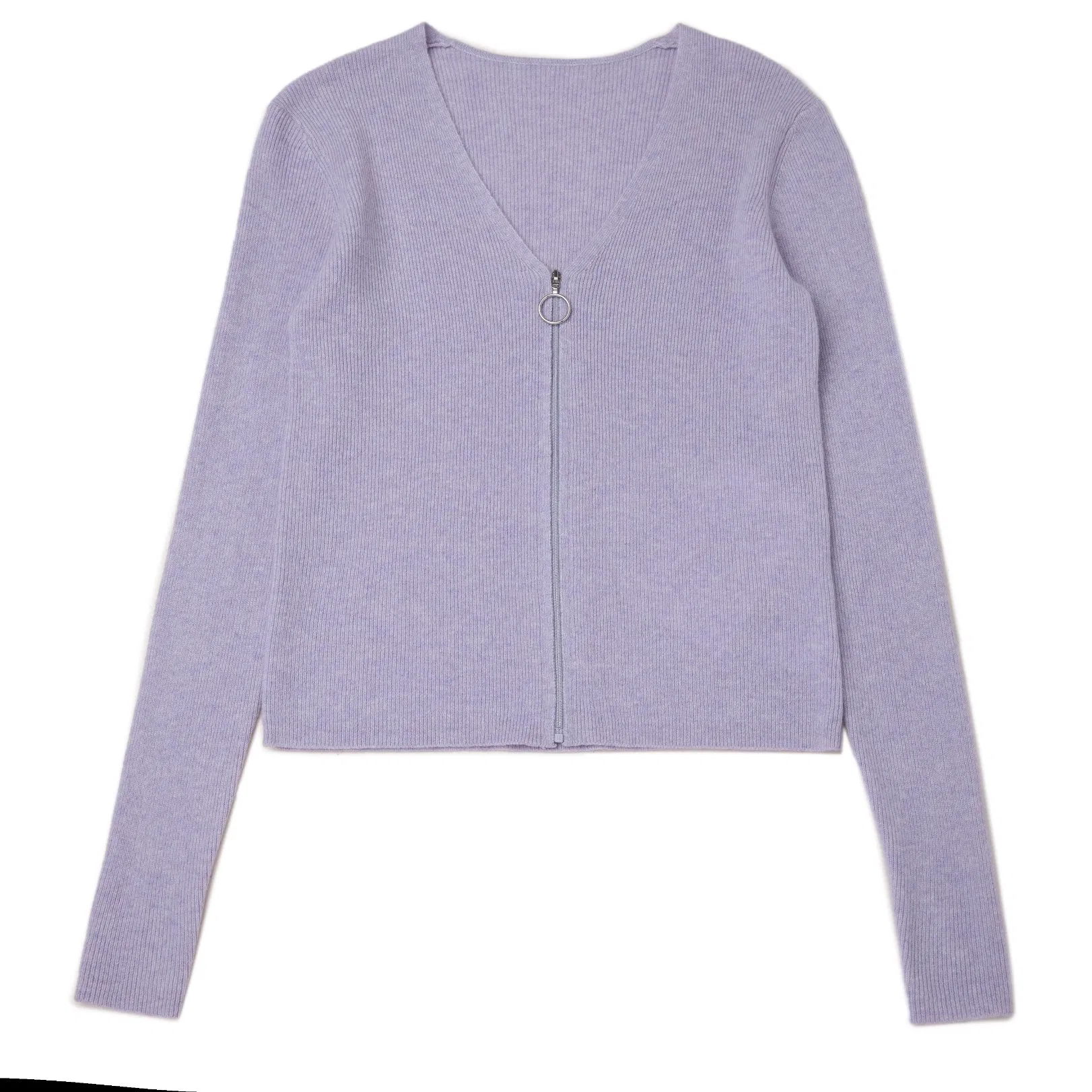 Pure 100% Cashmere Knitwear Full Zipper Cardigan Stitch Chic Knitting Women Sweater Cashmere Cardigan
