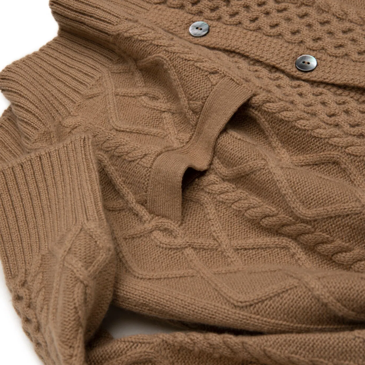 Luxurious 100% Cashmere Diamond Cable Knit Cardigan with Pockets