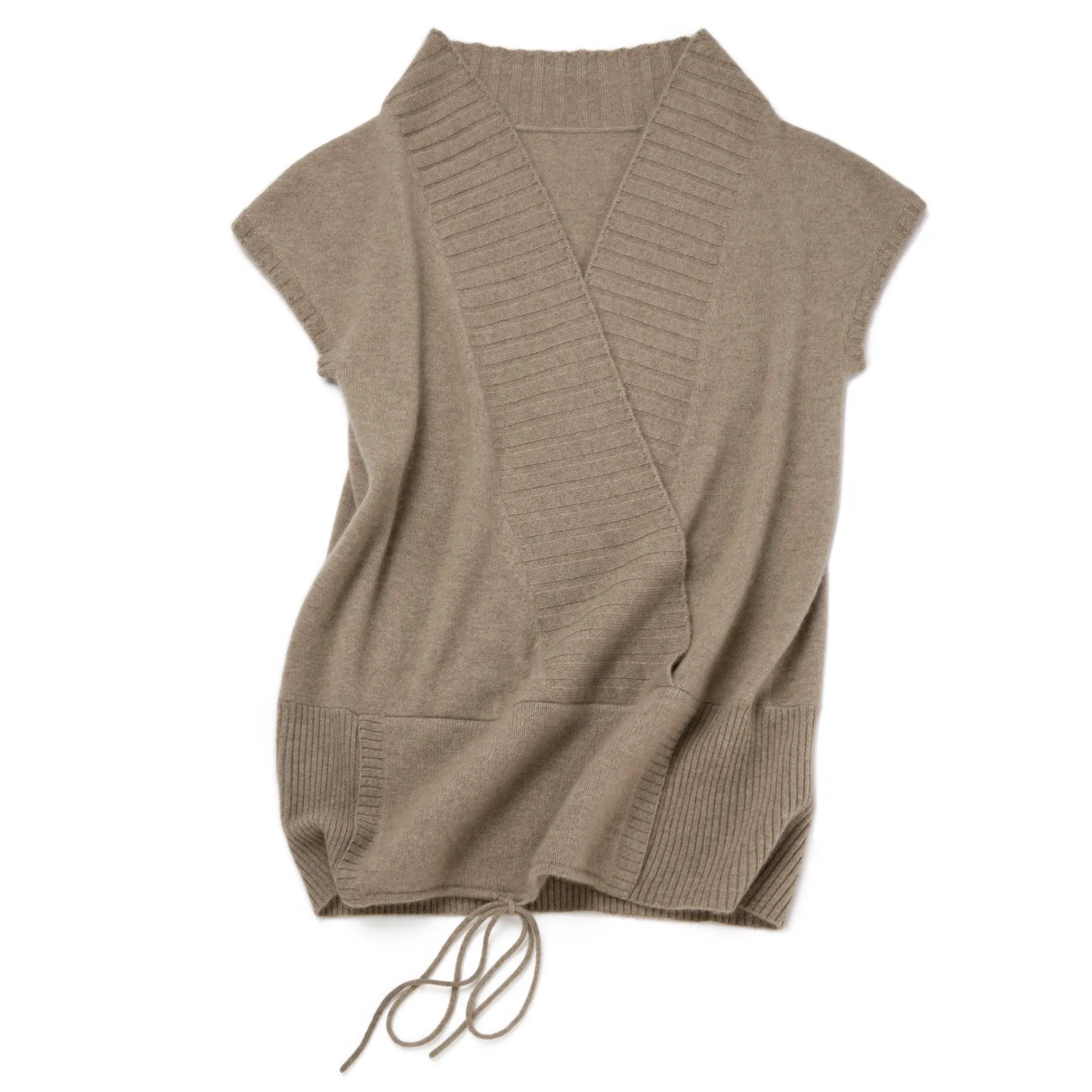 Luxurious Women&prime;s V Neck Cashmere Vest with Practical Pocket