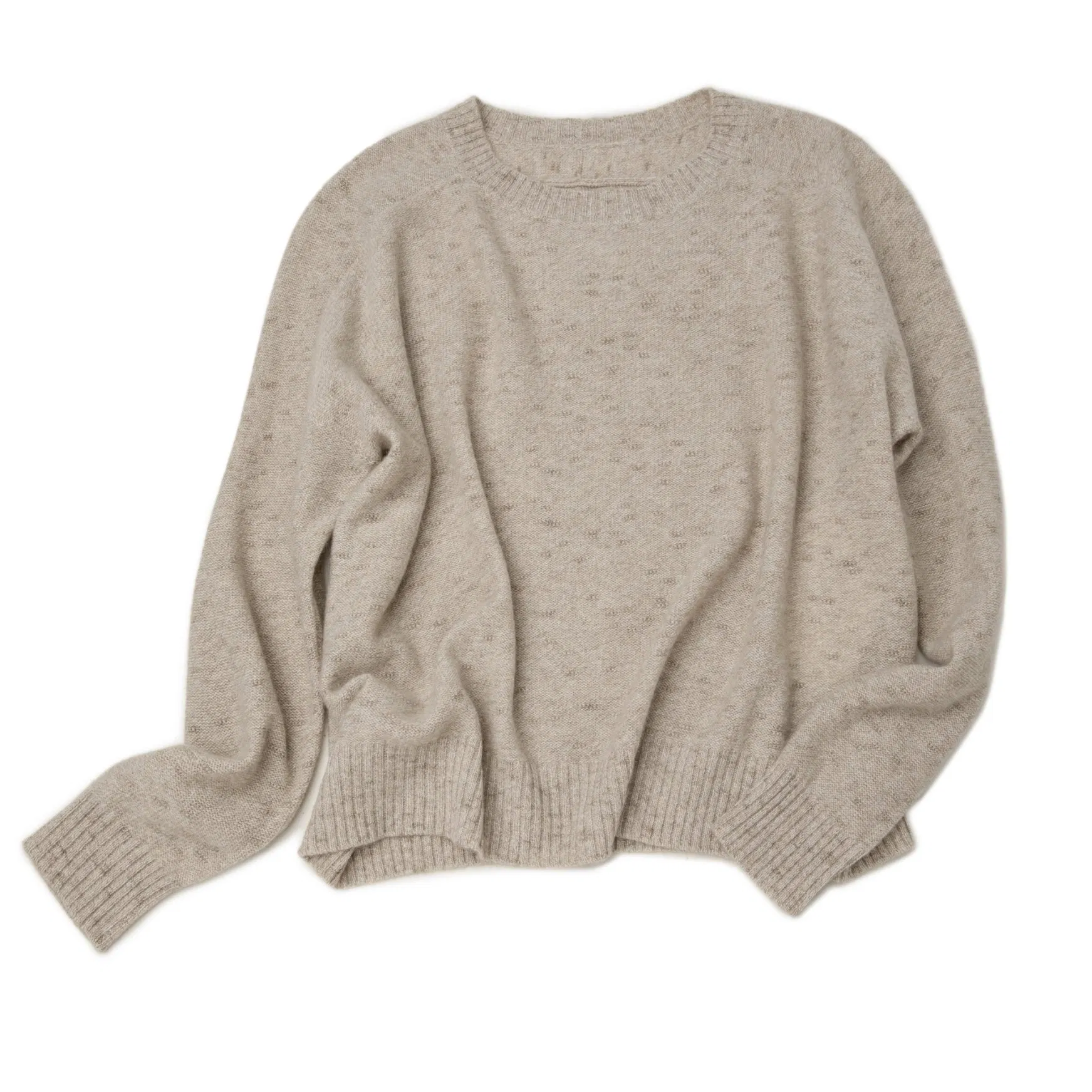 High End Pure Cashmere Sweater Knitting Women Basic Crew Neck Saddle Shoulder Unique Fancy Yarn Premium Cashmere Knitwear