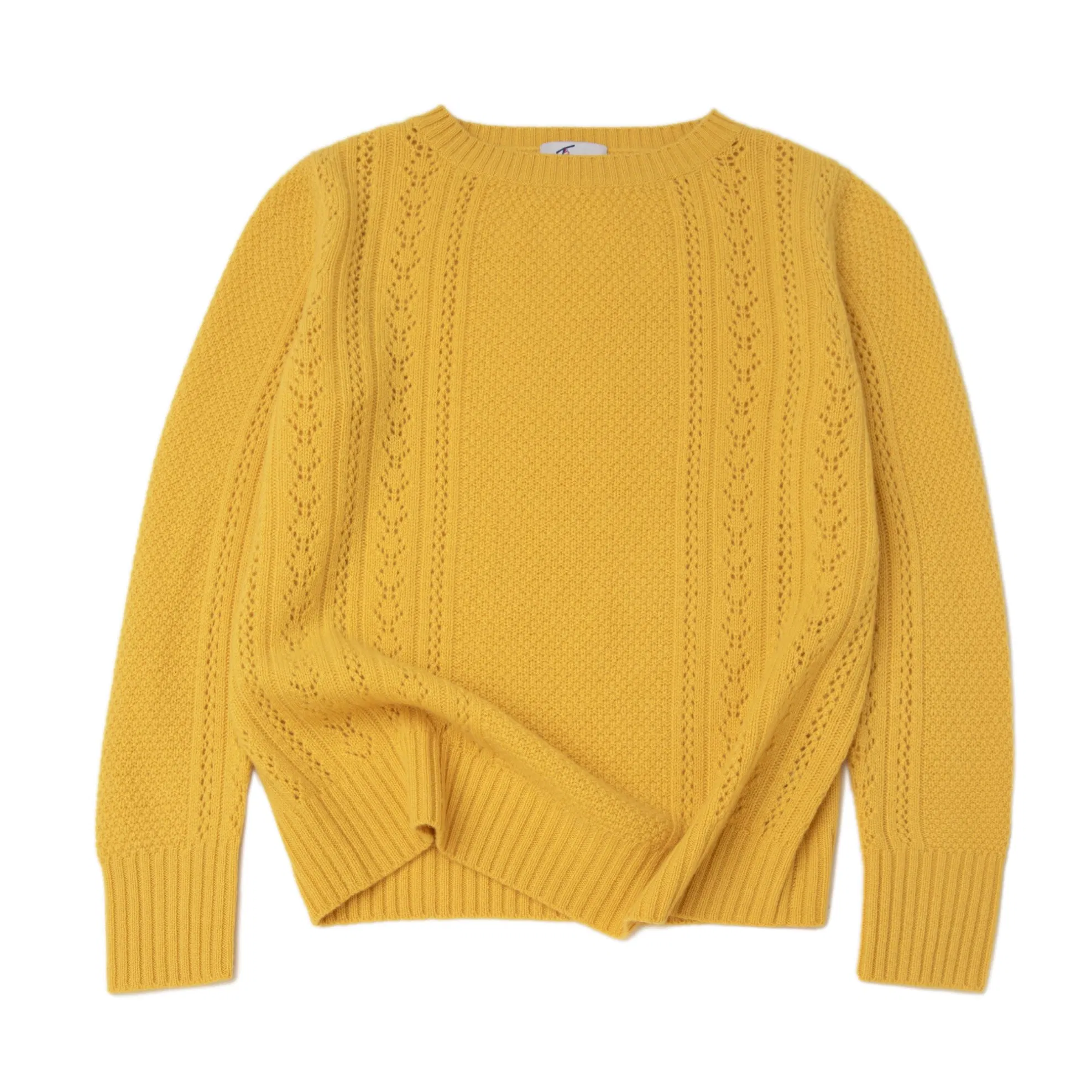 Knitting Women Pullover Fashinable Unique Pointelle Knitwear Luxury Pure Cashmere Sweater