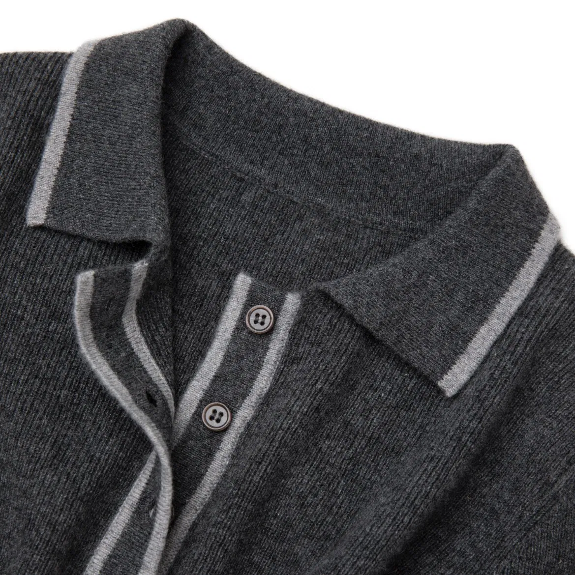 Elegant Women&prime;s Cashmere Polo Pullover with Contrast Trim