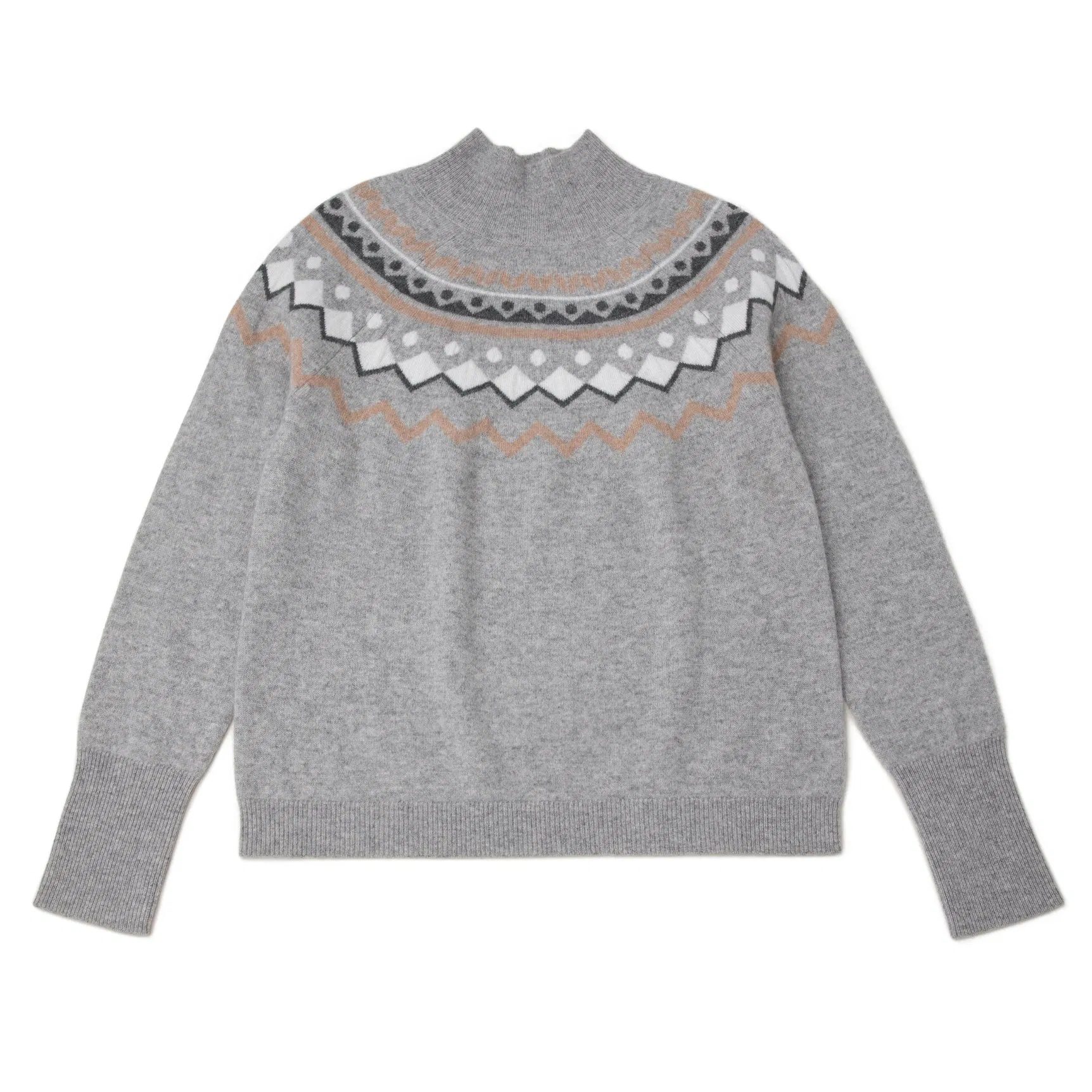 Elegant Women′s Cashmere Sweater in Vibrant Jacquard Design