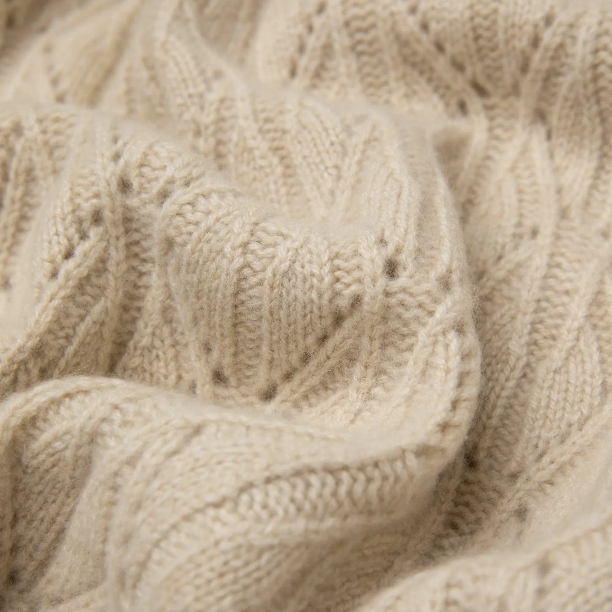 Classical Knitting Pointelle Stitch Pullover Soft Overlap V Neck Knitwear Pure 100% Cashmere Women Sweater