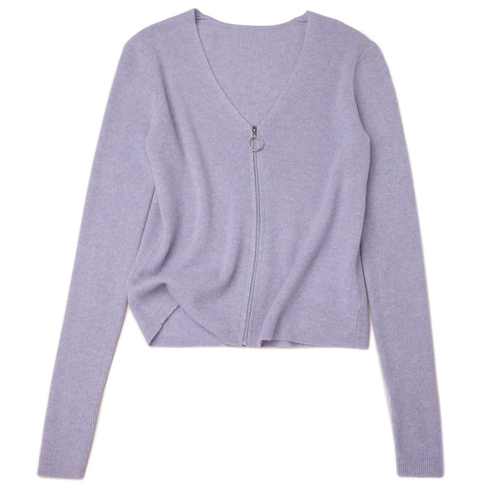 Pure 100% Cashmere Knitwear Full Zipper Cardigan Stitch Chic Knitting Women Sweater Cashmere Cardigan