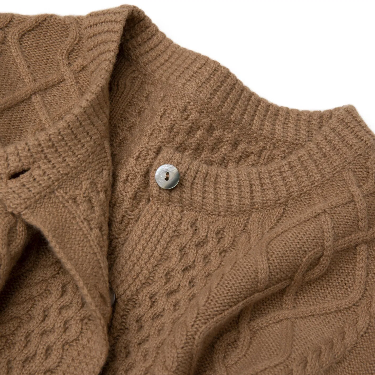 Luxurious 100% Cashmere Diamond Cable Knit Cardigan with Pockets