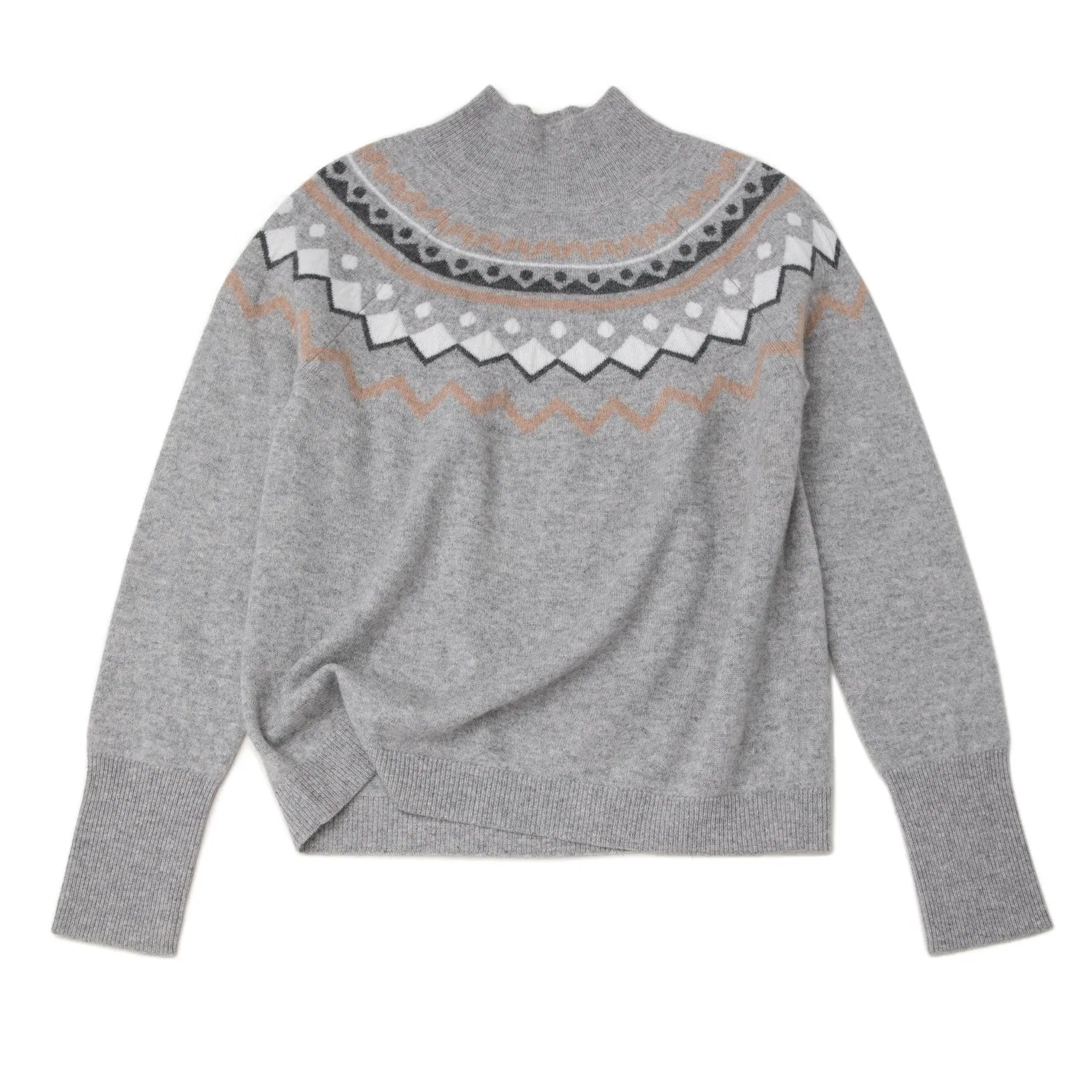 Elegant Women&prime;s Cashmere Sweater in Vibrant Jacquard Design