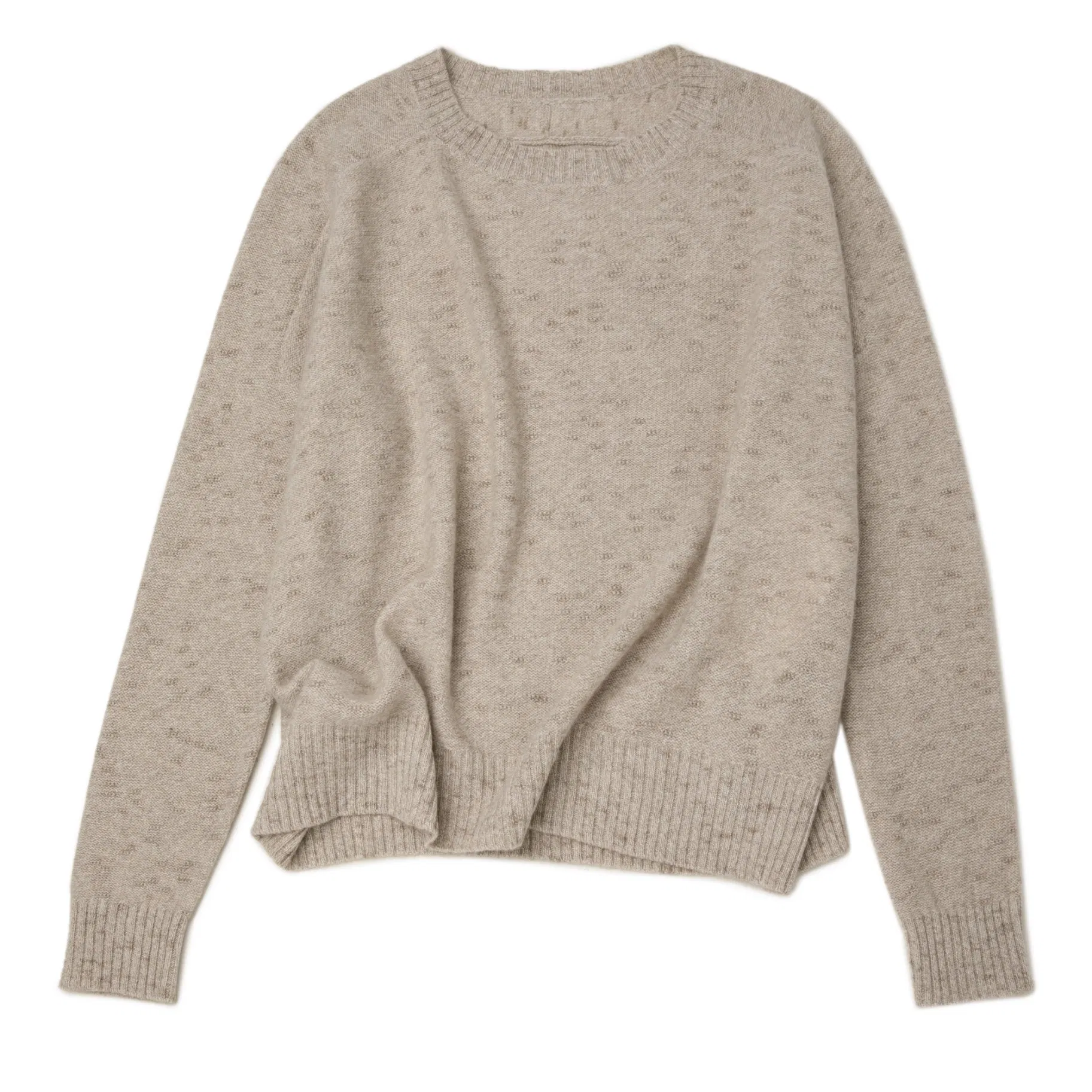 High End Pure Cashmere Sweater Knitting Women Basic Crew Neck Saddle Shoulder Unique Fancy Yarn Premium Cashmere Knitwear