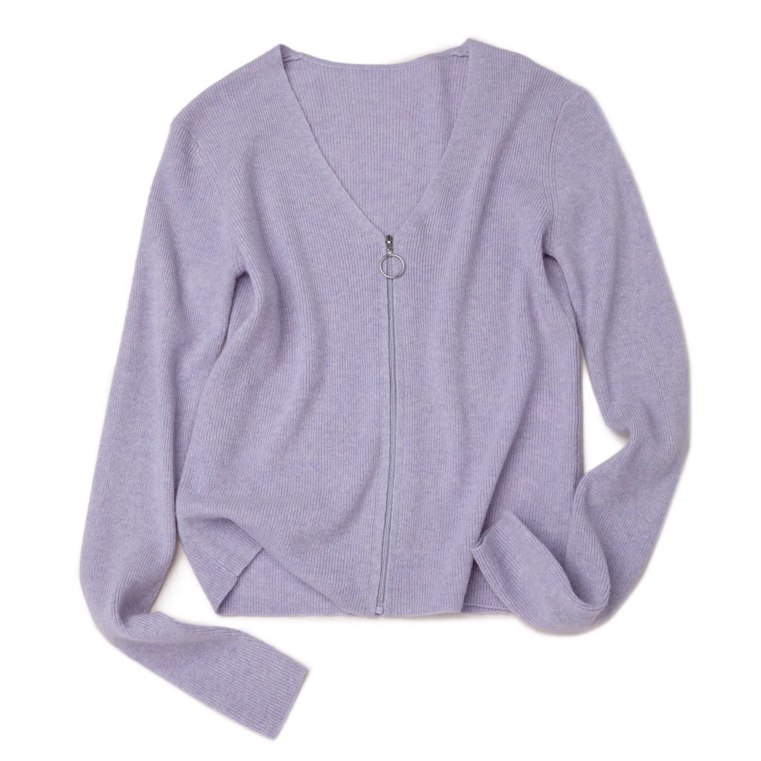 Pure 100% Cashmere Knitwear Full Zipper Cardigan Stitch Chic Knitting Women Sweater Cashmere Cardigan