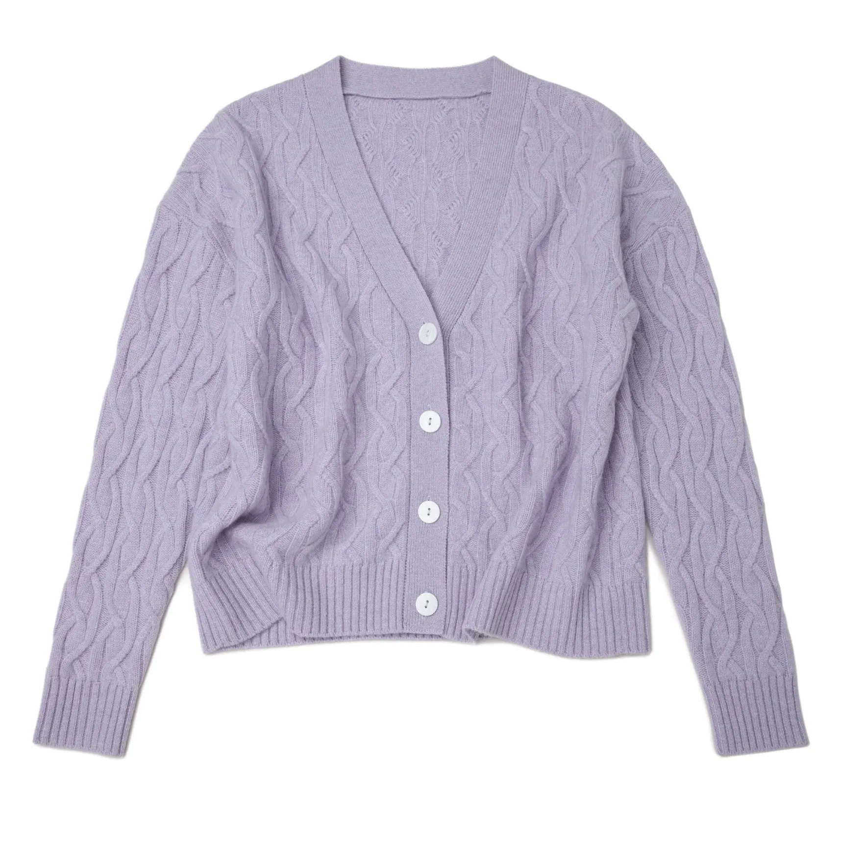 Comfortable Premium Pure Cashmere Sweater Women Cable Cardigan Timeless V Neck W Buttons Knitwear